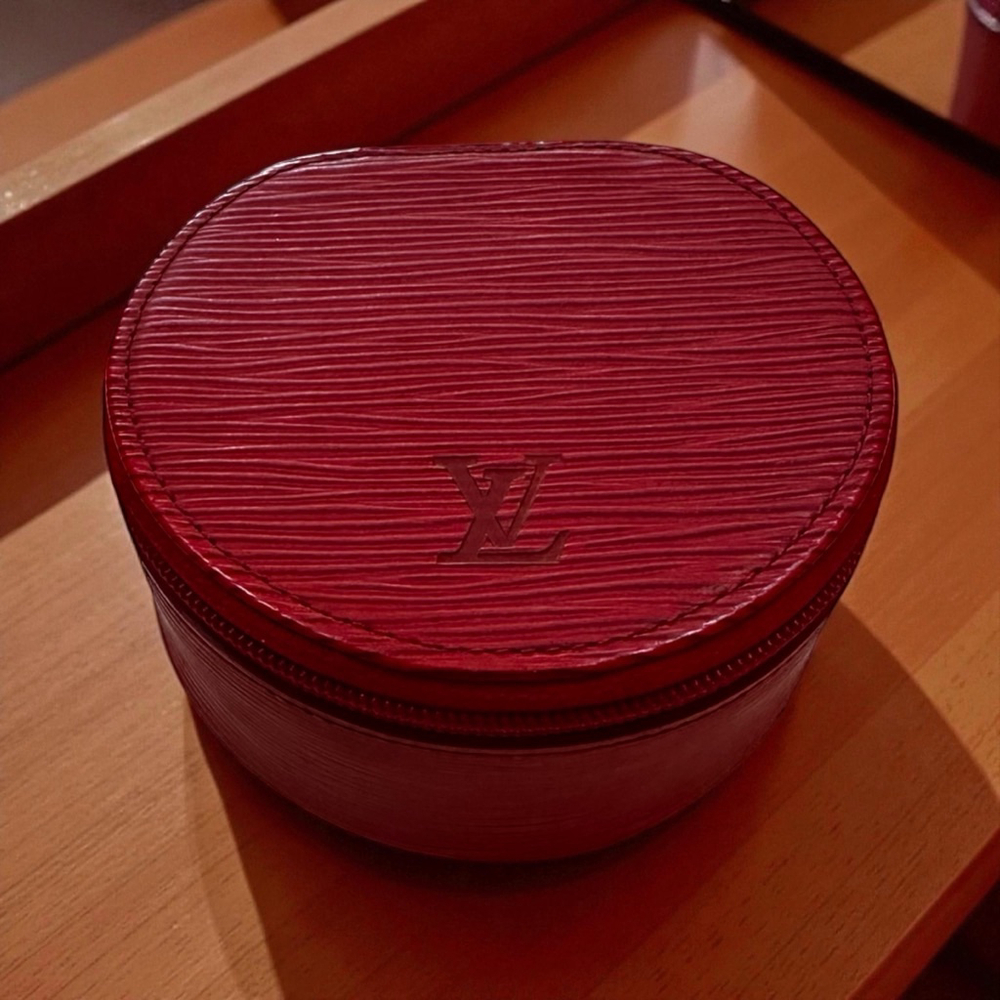 Louis Vuitton Red Epi Leather Round Cosmetic/Jewelry Case